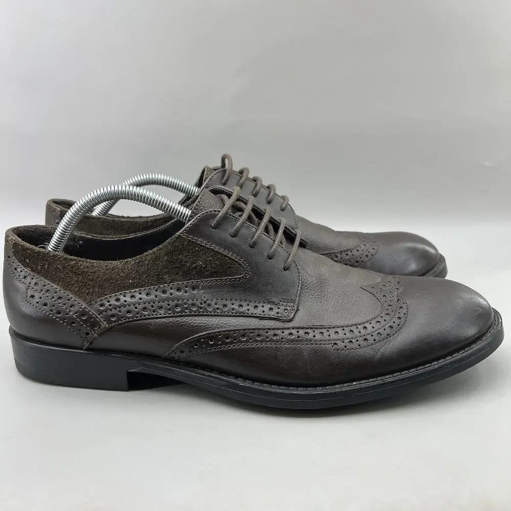 Jones Shoe Makers Handmade Dress Shoes Men Size 10.5 Brown Wingtip Brogue Oxford